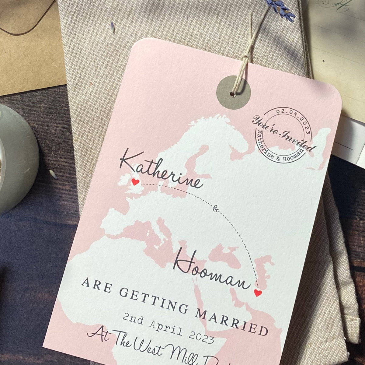 Europe Map Tag Map Wedding Invitation