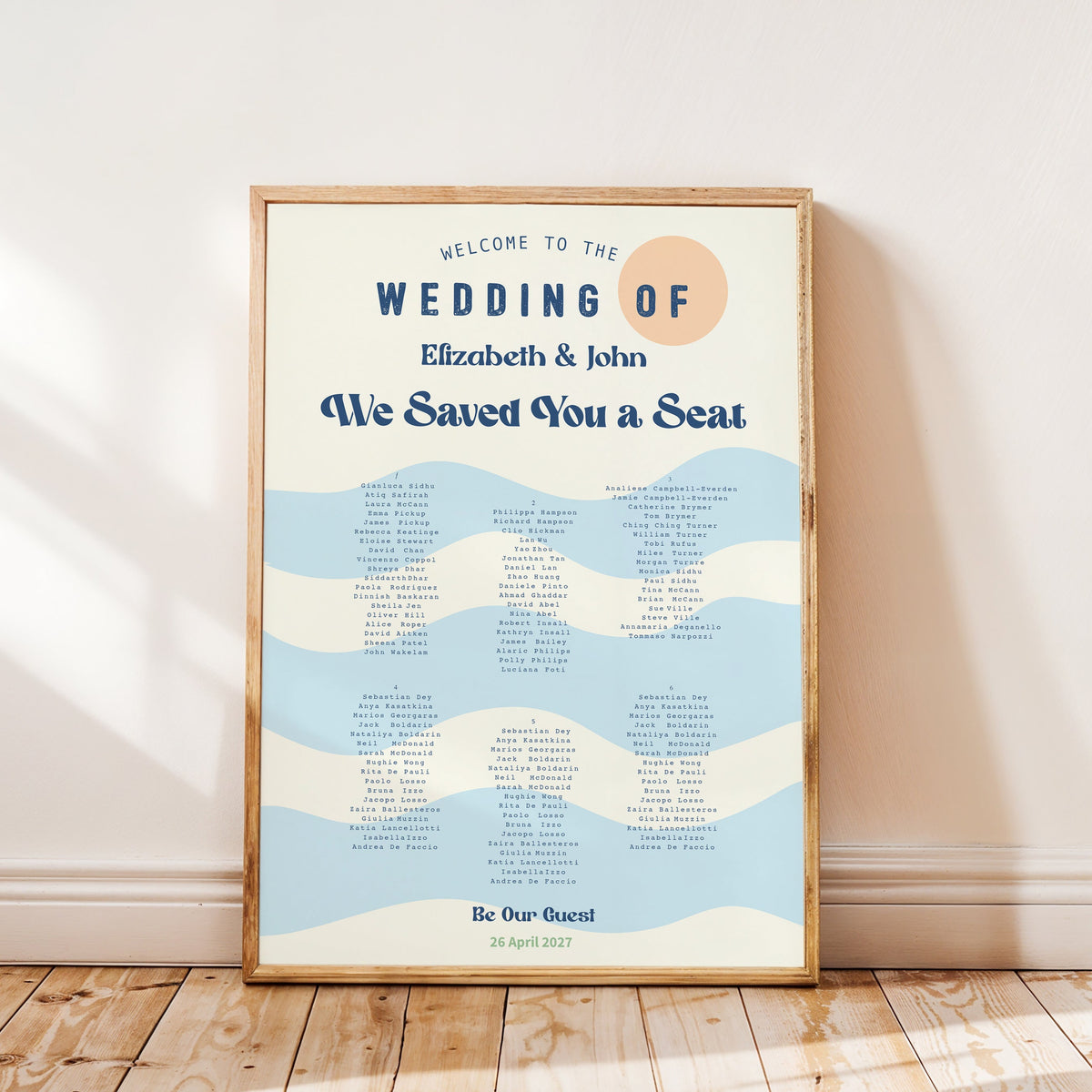 Beach Wedding Table Plan/Seating Plan