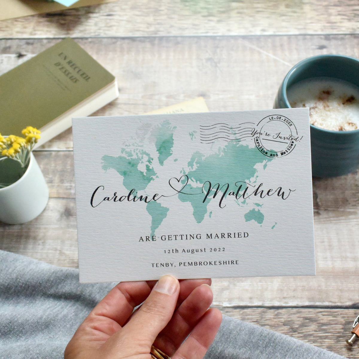 WATERCOLOUR STYLE MAP WEDDING INVITATION