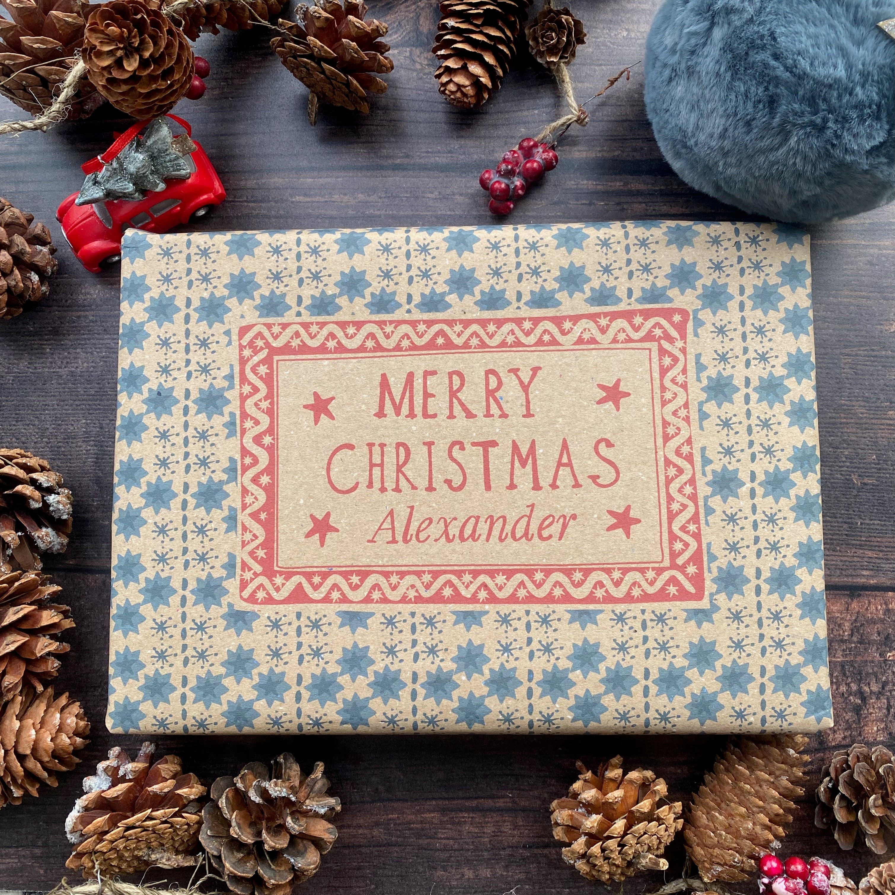 Christmas Personalised Name Paper Fibre Manilla Kraft Wrapping Paper