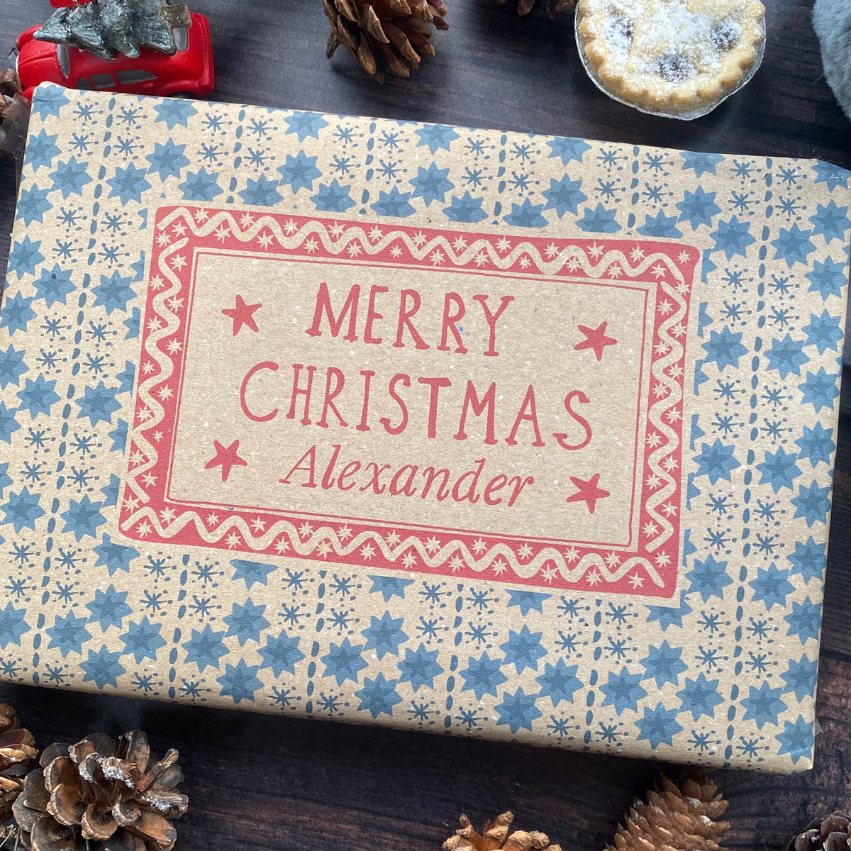 Christmas Personalised Name Paper Fibre Manilla Kraft Wrapping Paper