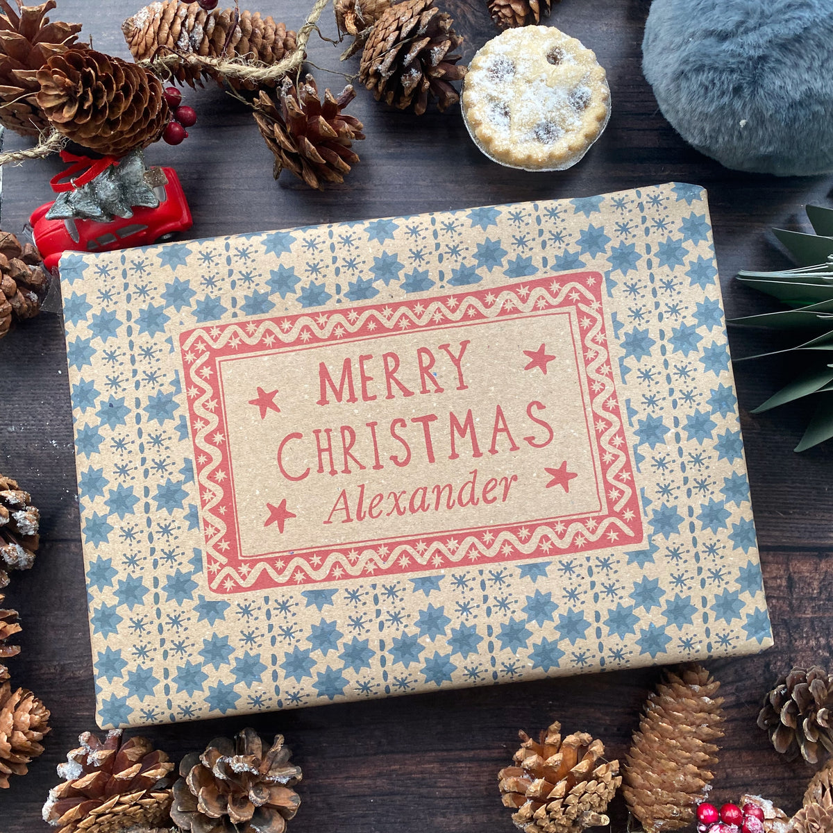 Christmas Personalised Name Paper Fibre Manilla Kraft Wrapping Paper