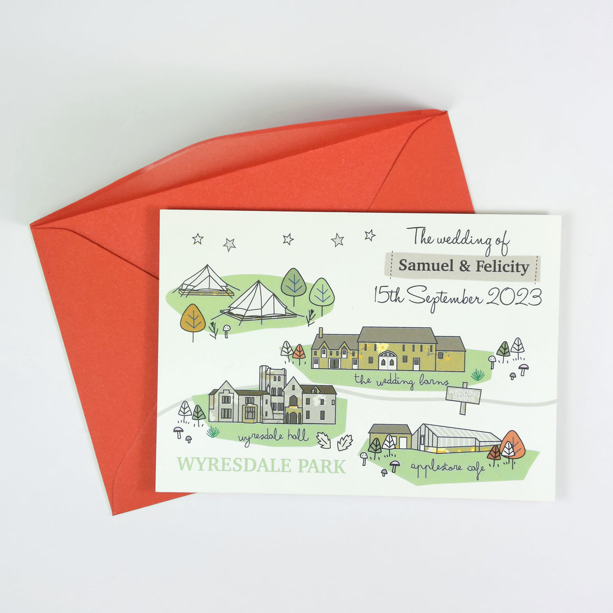 Illustrated Bespoke Map Invitation - (autumn)