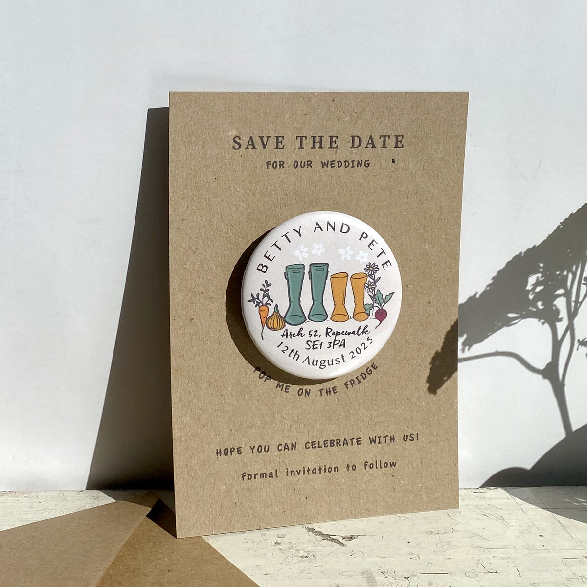 Wellie and Veg Gardening, Country, Barn Theme Wedding Magnetic Save The Date