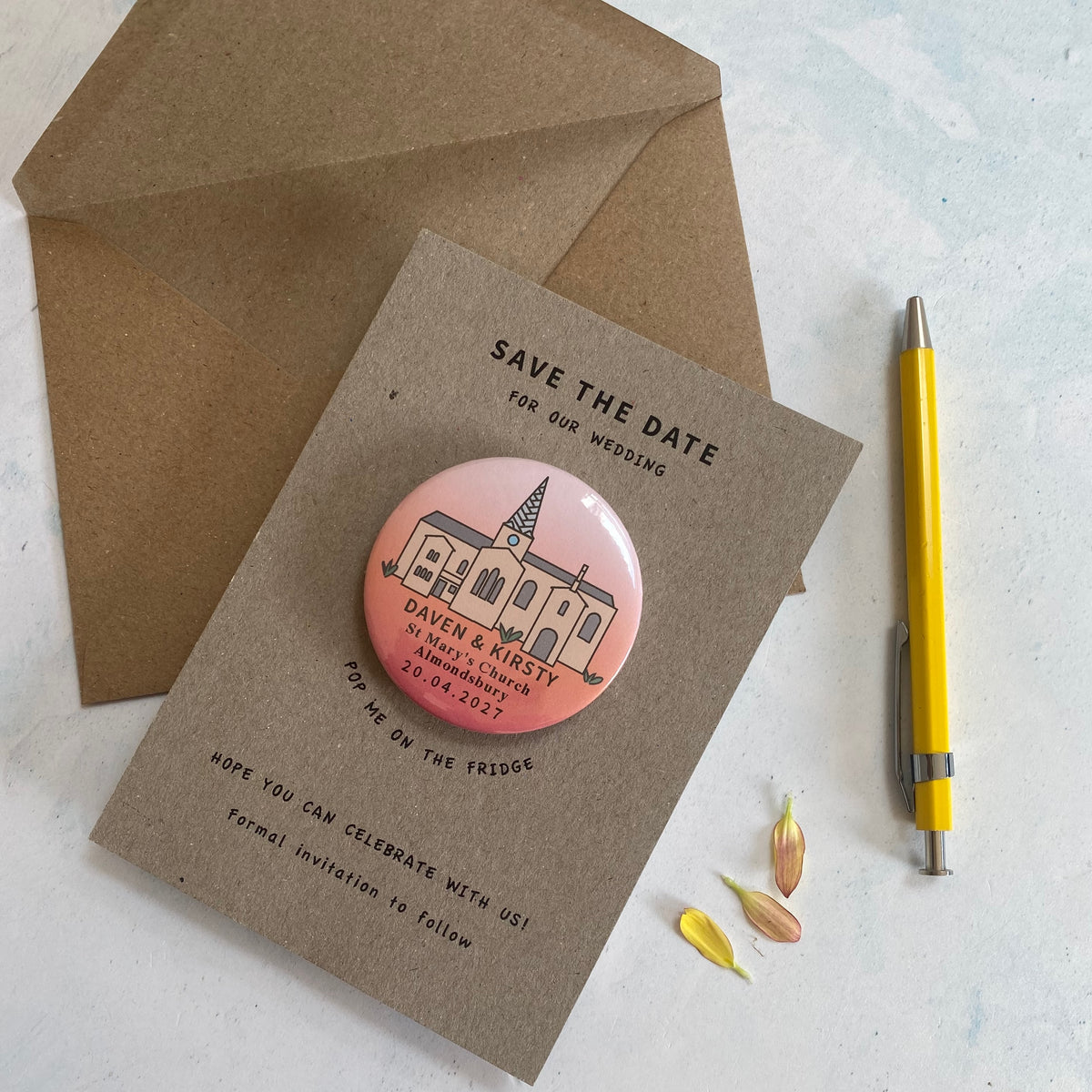 Venue Illustration Magnet Save the Date,  Ombre