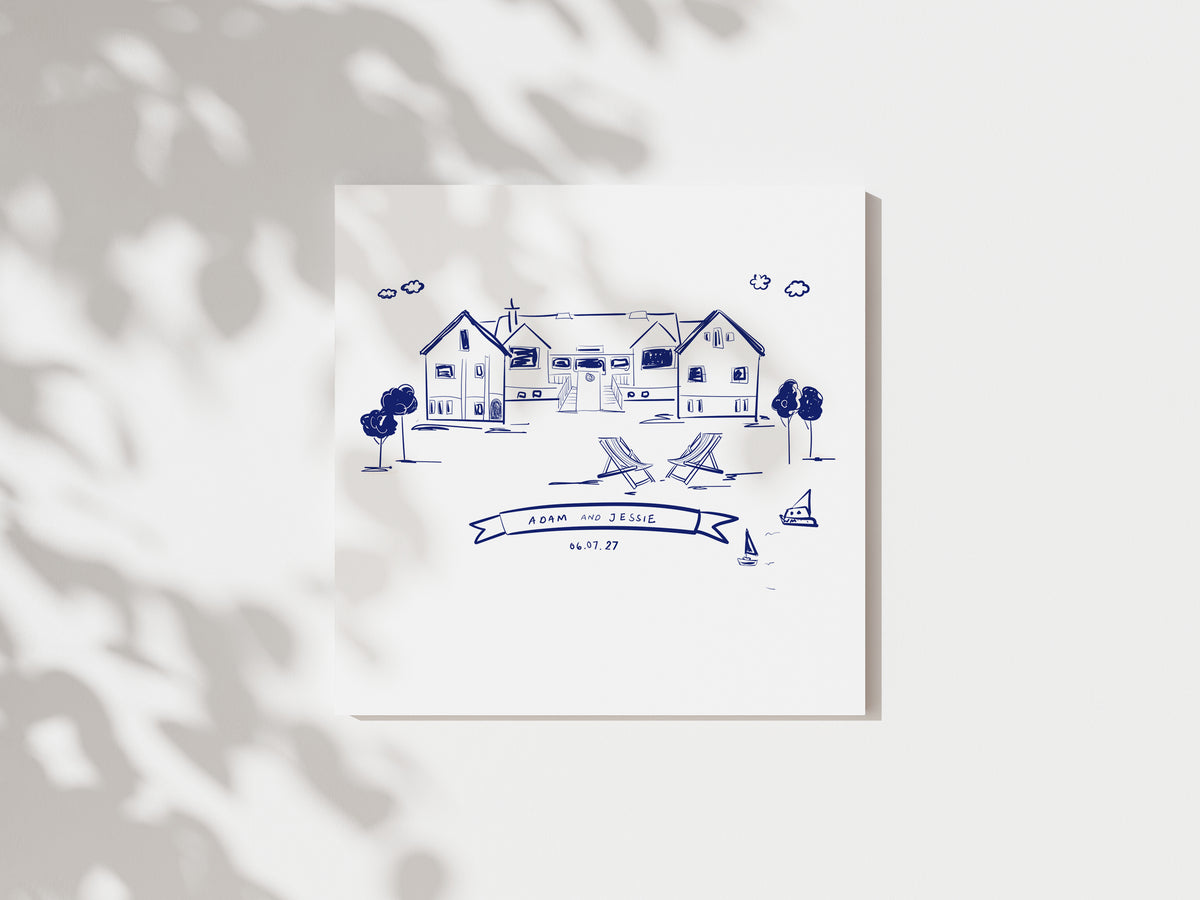 Personalised Wedding Sketch Venue Illustration