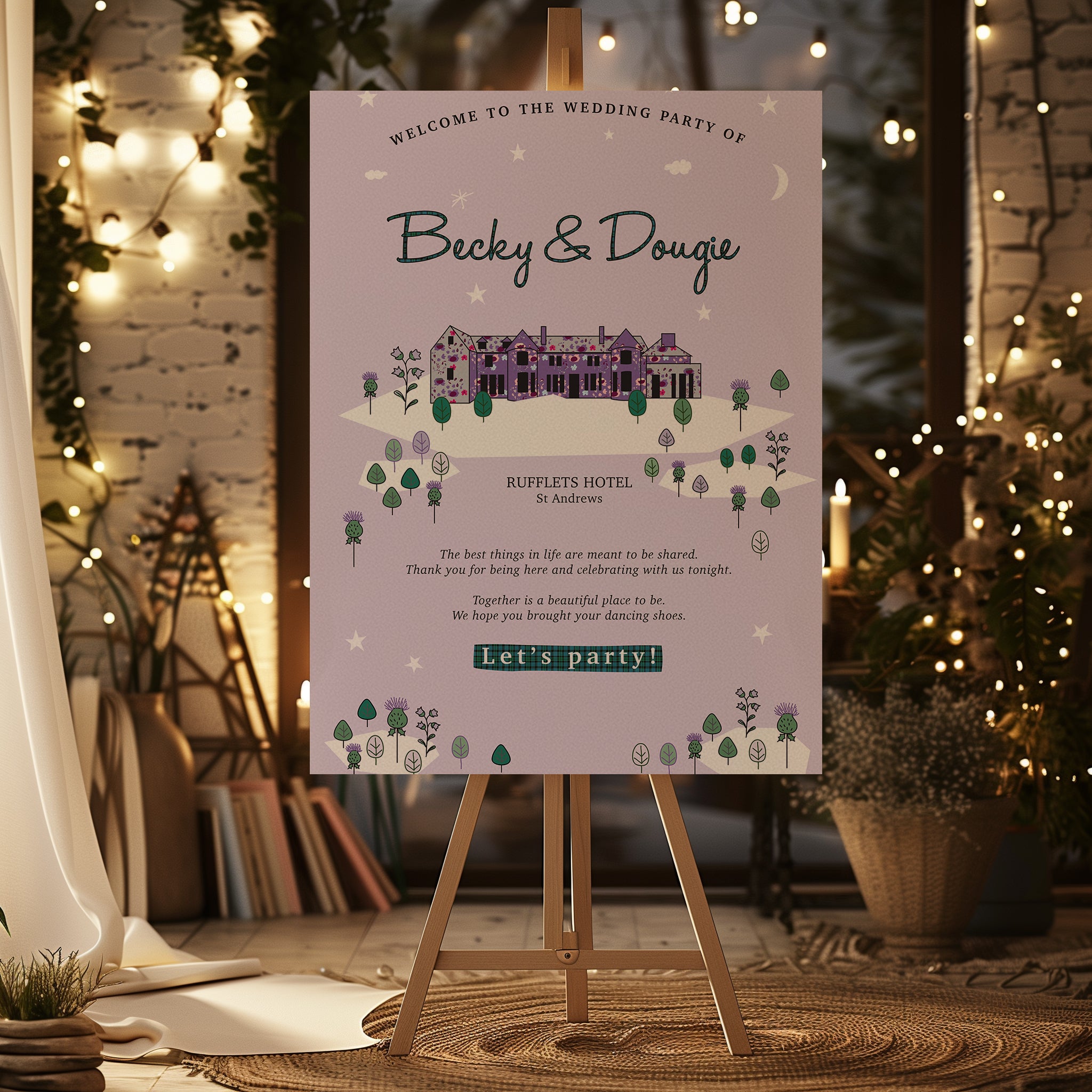 Bespoke Venue Illustration Welcome Sign