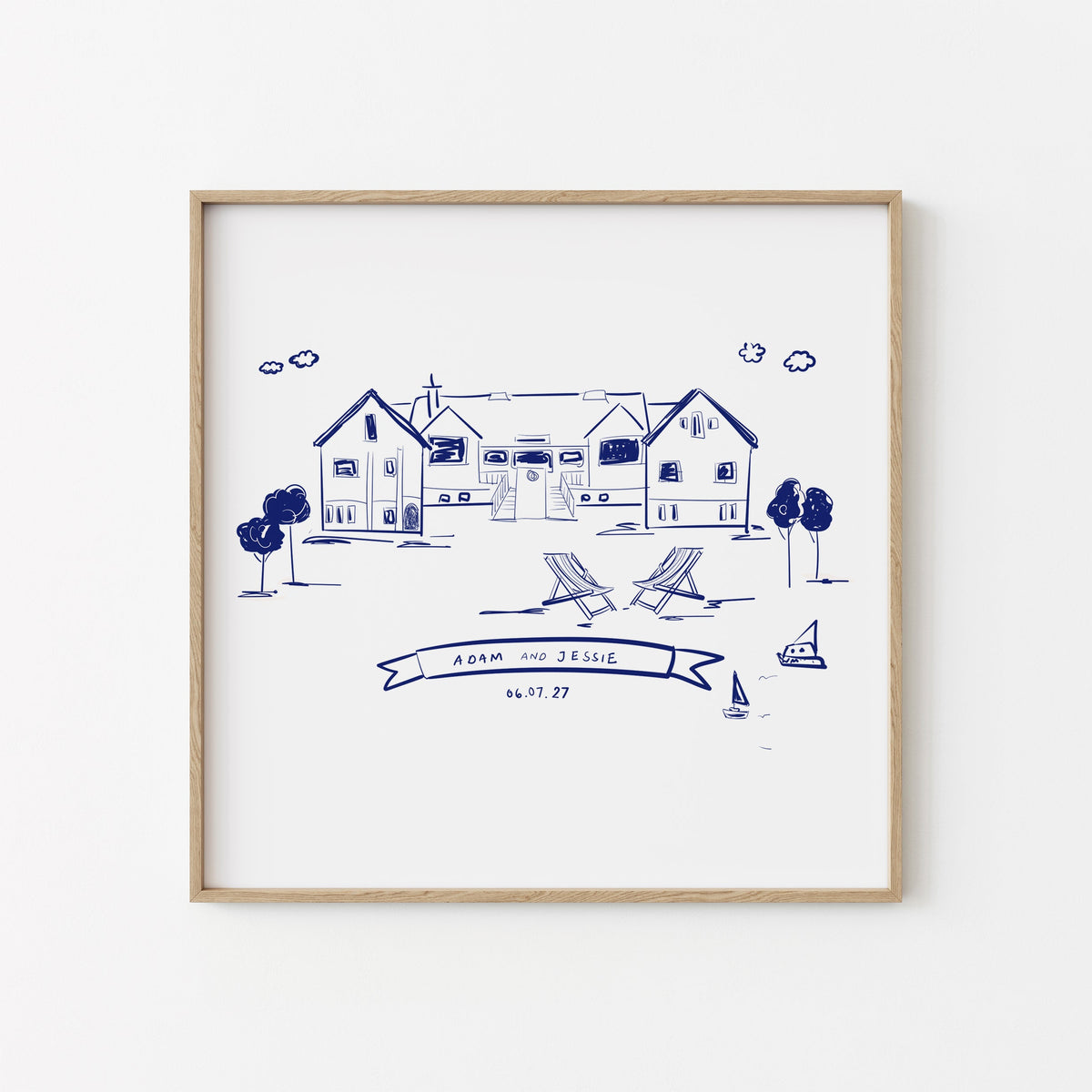 Personalised Wedding Sketch Venue Illustration