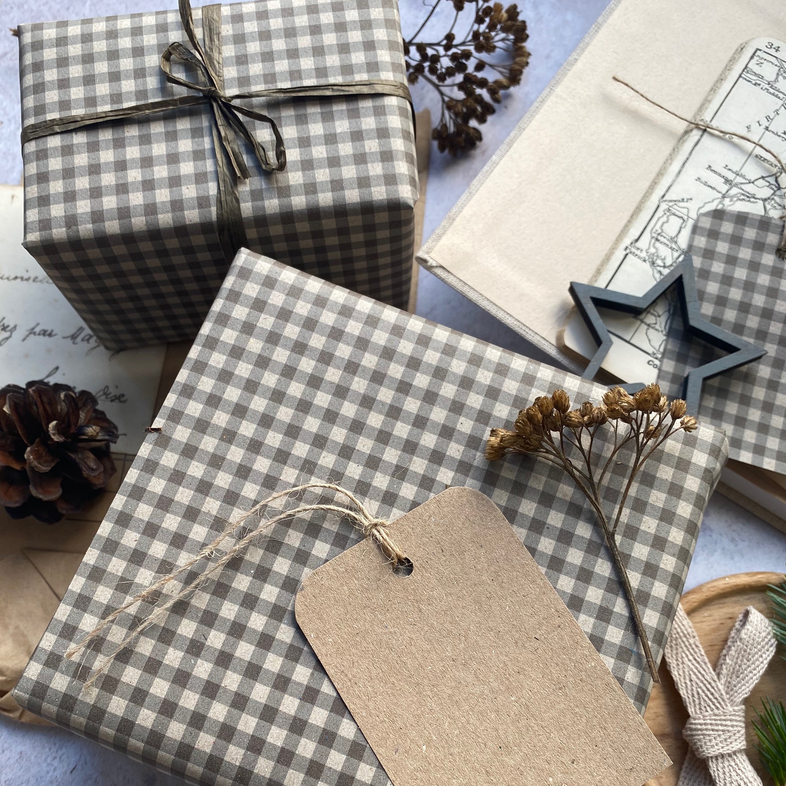 Paper Fibre Plain Gift Tag + twine x 5