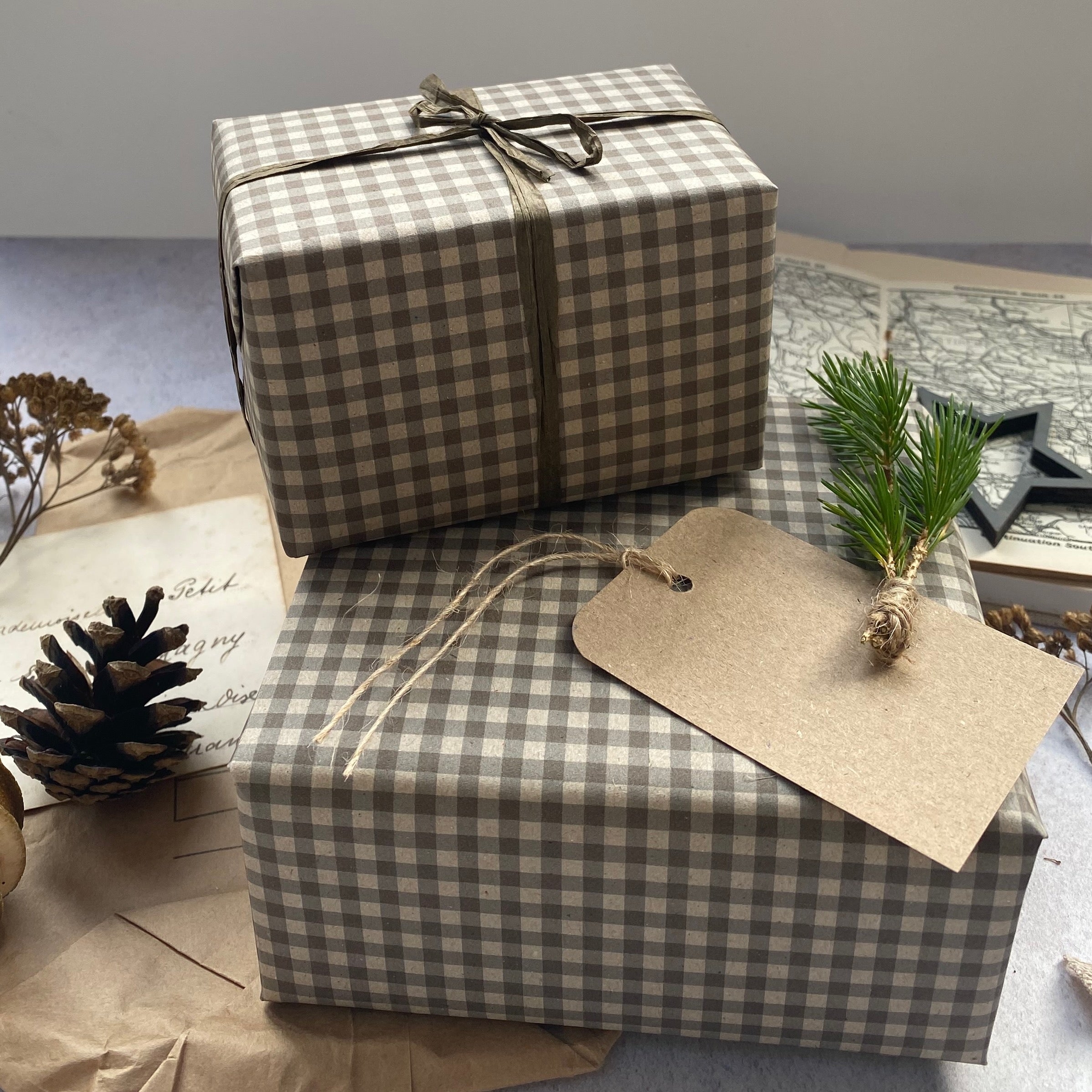 Paper Fibre Plain Gift Tag + twine x 5