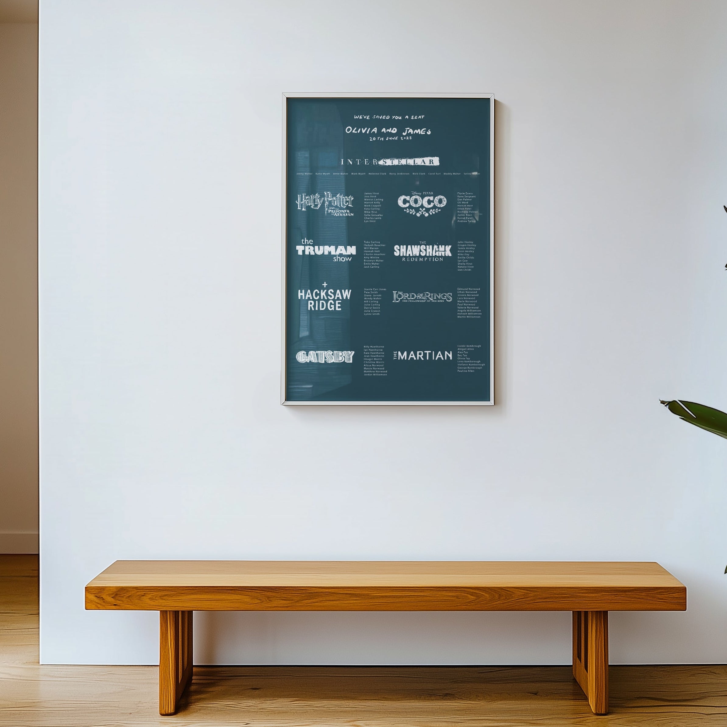 Wedding Table Plan with Bespoke Film/Places Illustrations