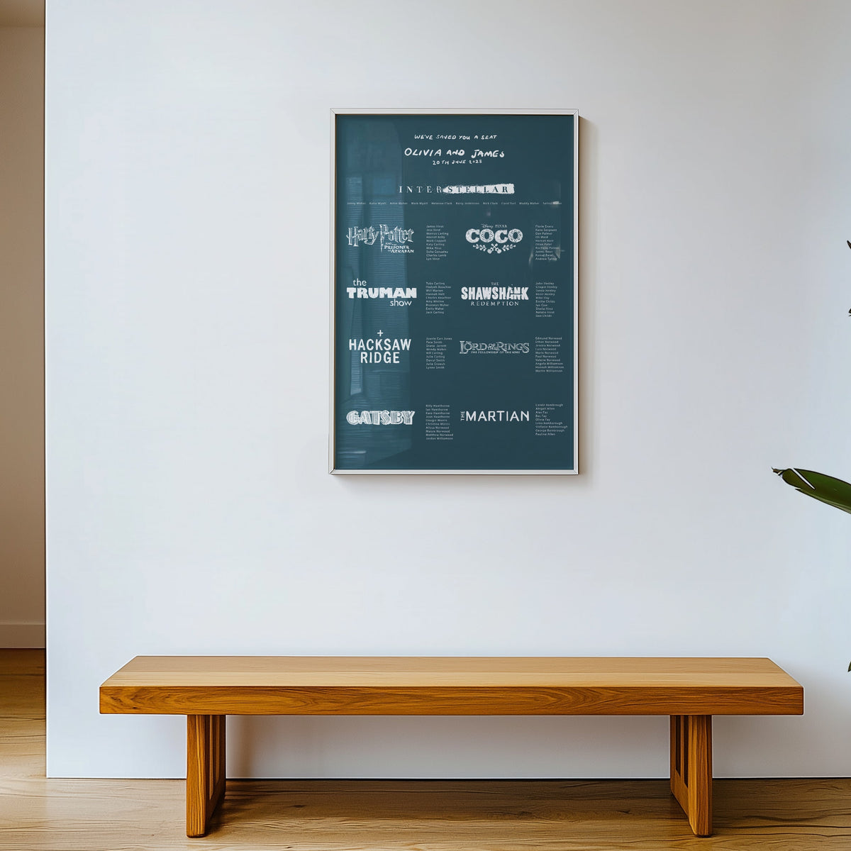 Wedding Table Plan with Bespoke Film/Places Illustrations