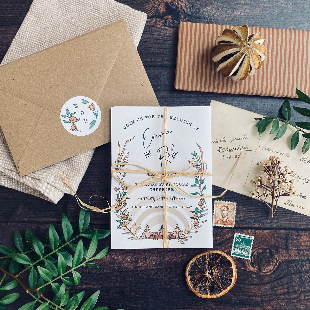 Rustic Boho Tipi Wedding Invitation