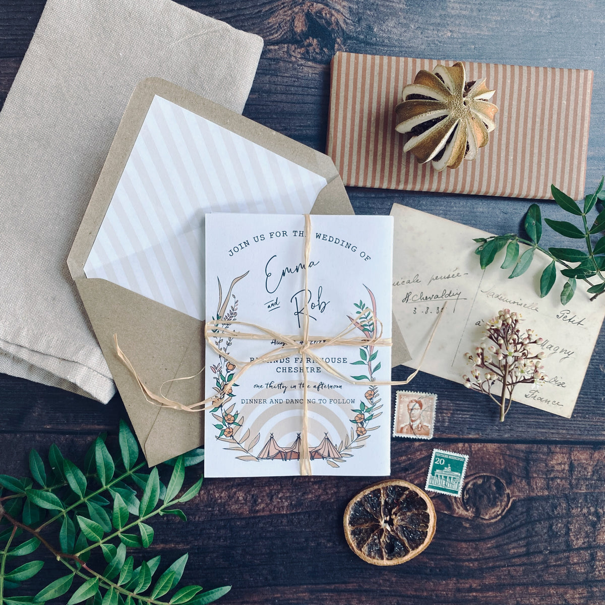 Rustic Boho Tipi Wedding Invitation