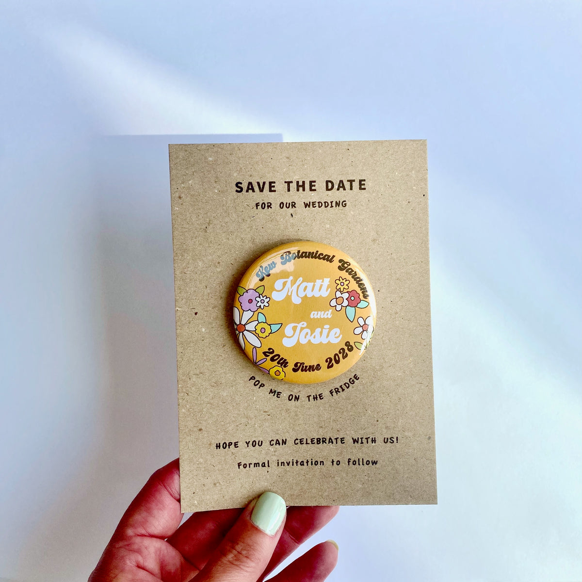 Retro Floral Save The Date Magnet