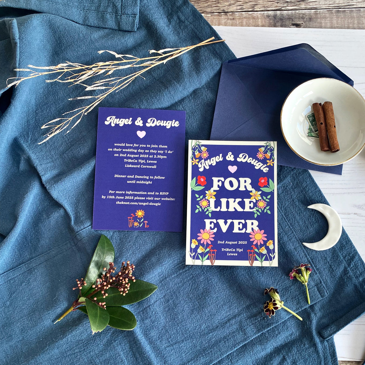 Funky Floral Wedding Invitation