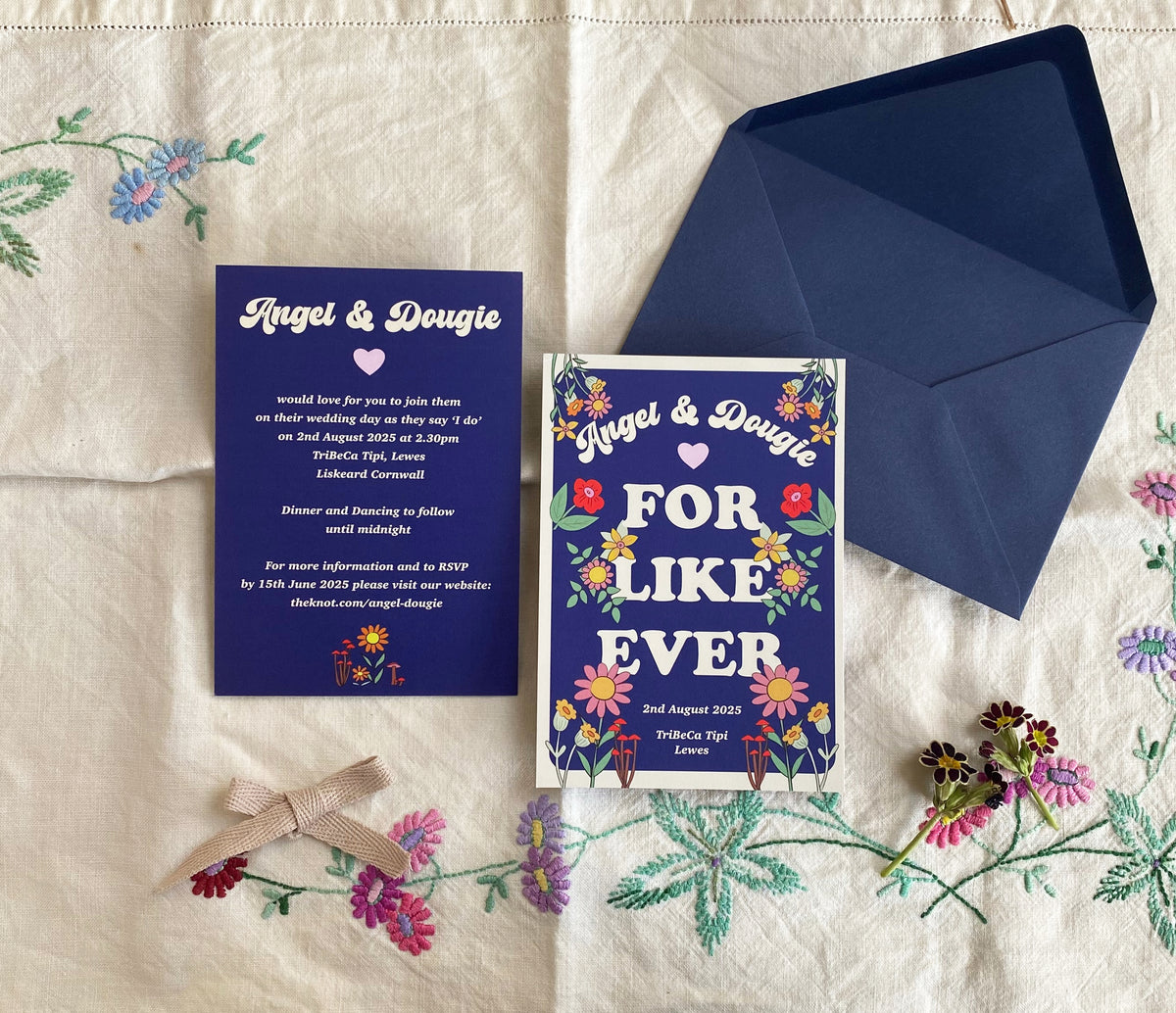 Funky Floral Wedding Invitation