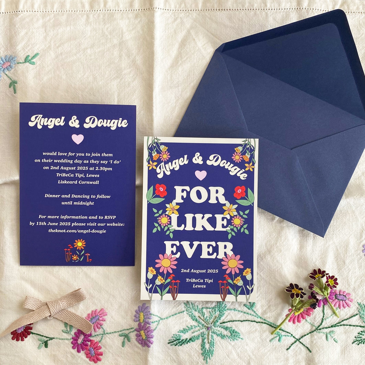 Funky Floral Wedding Invitation