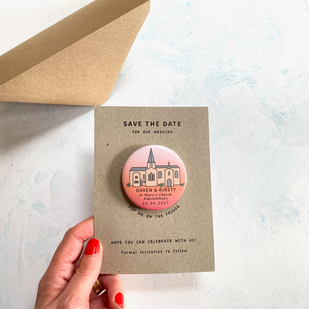Venue Illustration Magnet Save the Date,  Ombre
