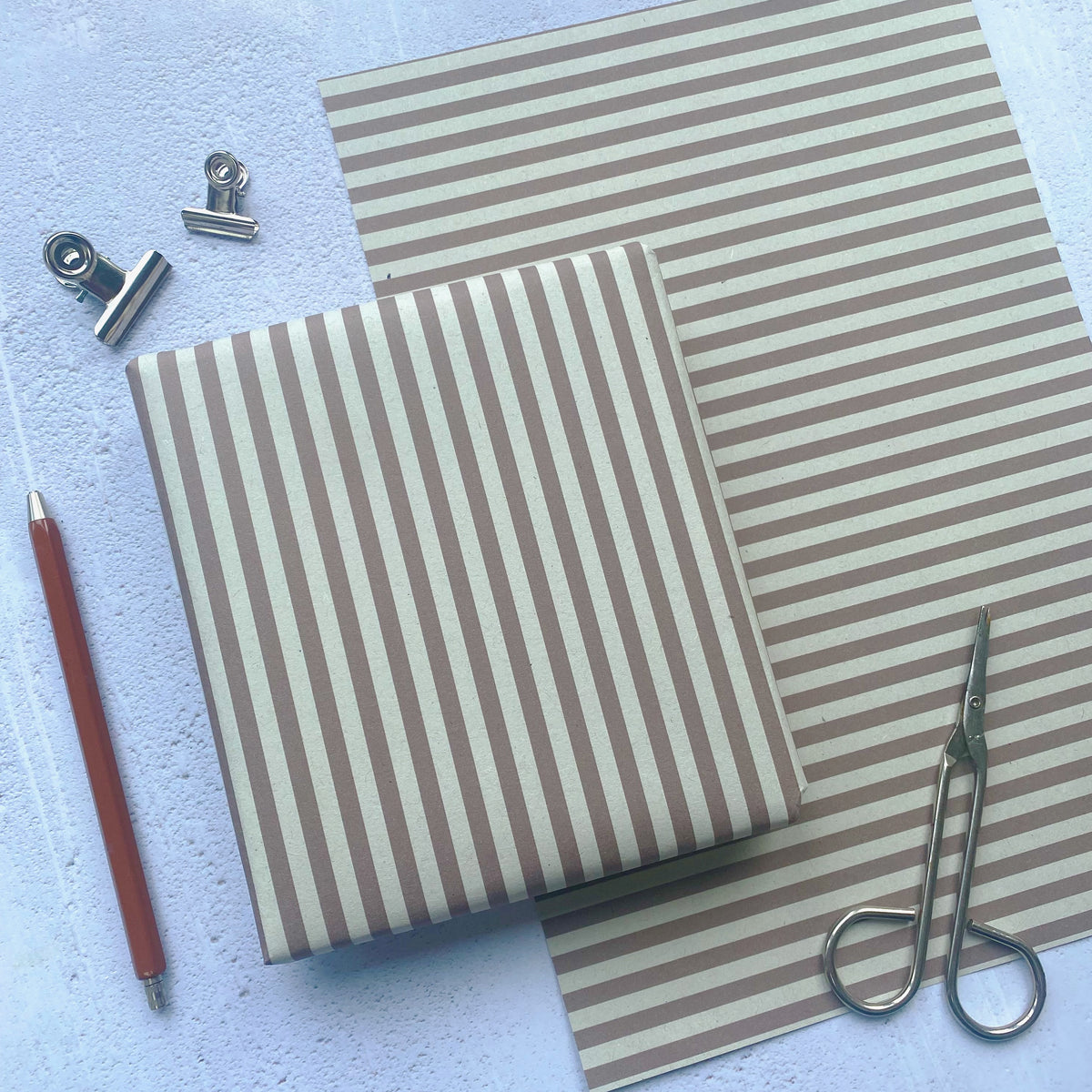 Stripe Mocha Paper Fibre 42cm x 29.7 (A3) Size Wrapping Paper Sheet