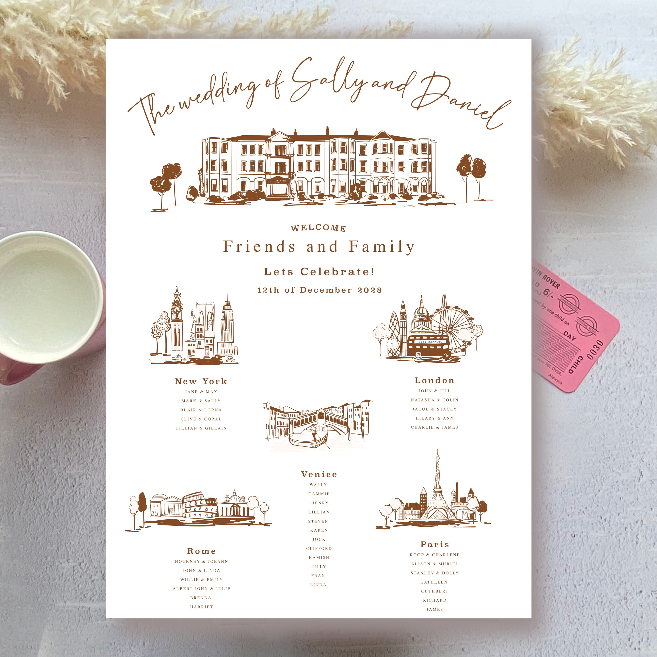 Bespoke Hand-Illustrated Wedding Table Plan