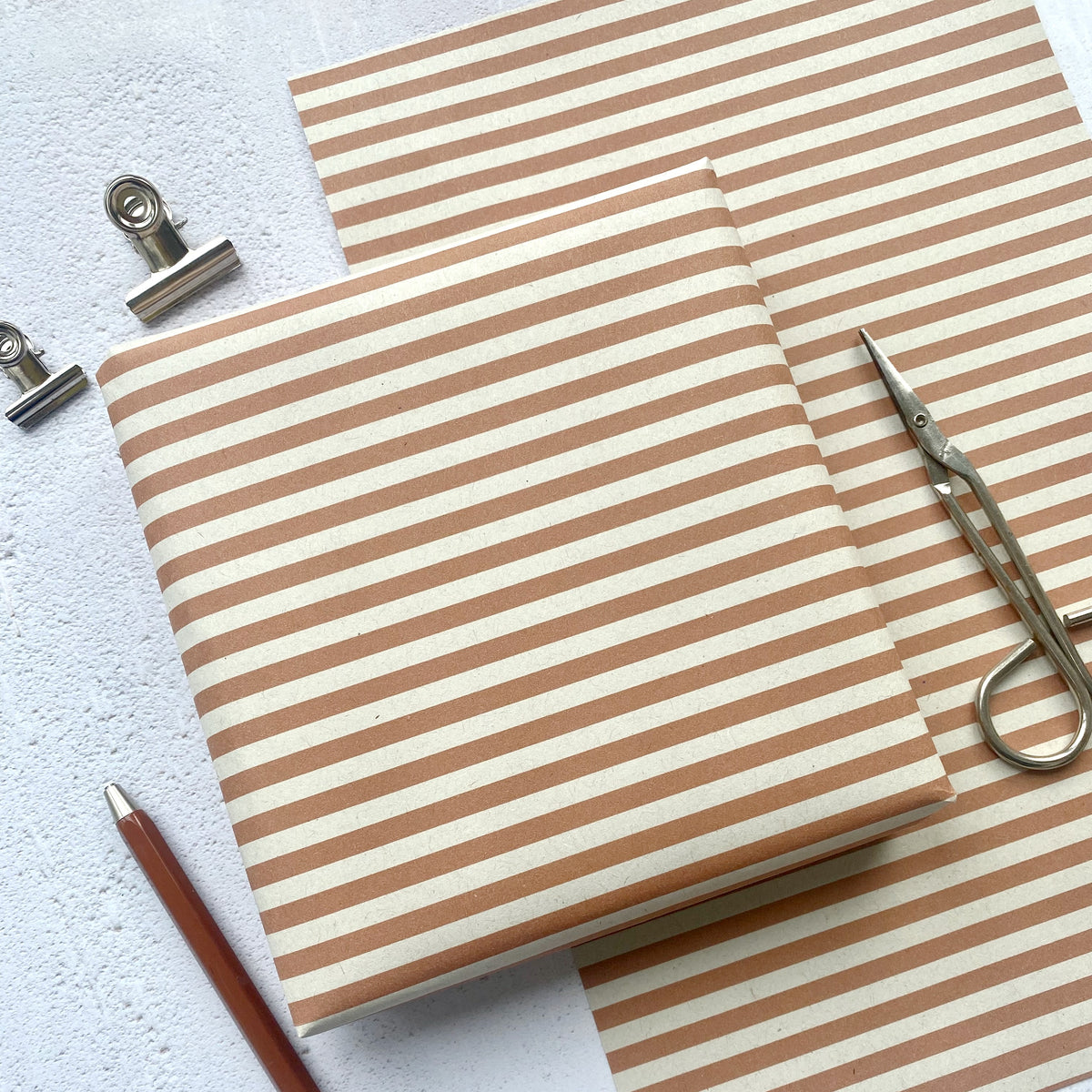 Stripe Spiced Terracotta Paper Fibre 42cm x 29.7 (A3) Size Wrapping Paper Sheet