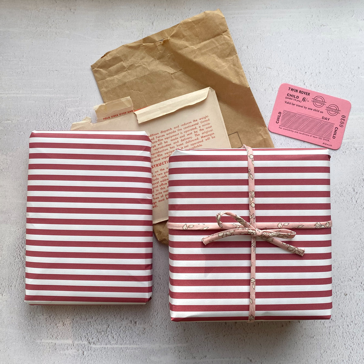 Dark Red/Burgundy Wide Stripe Paper Fibre 45 x 320mm Size Wrapping/Patterned Paper Sheet