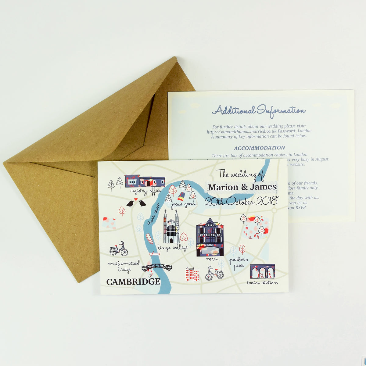 Illustrated Bespoke Map Invitation - (Cambridge)