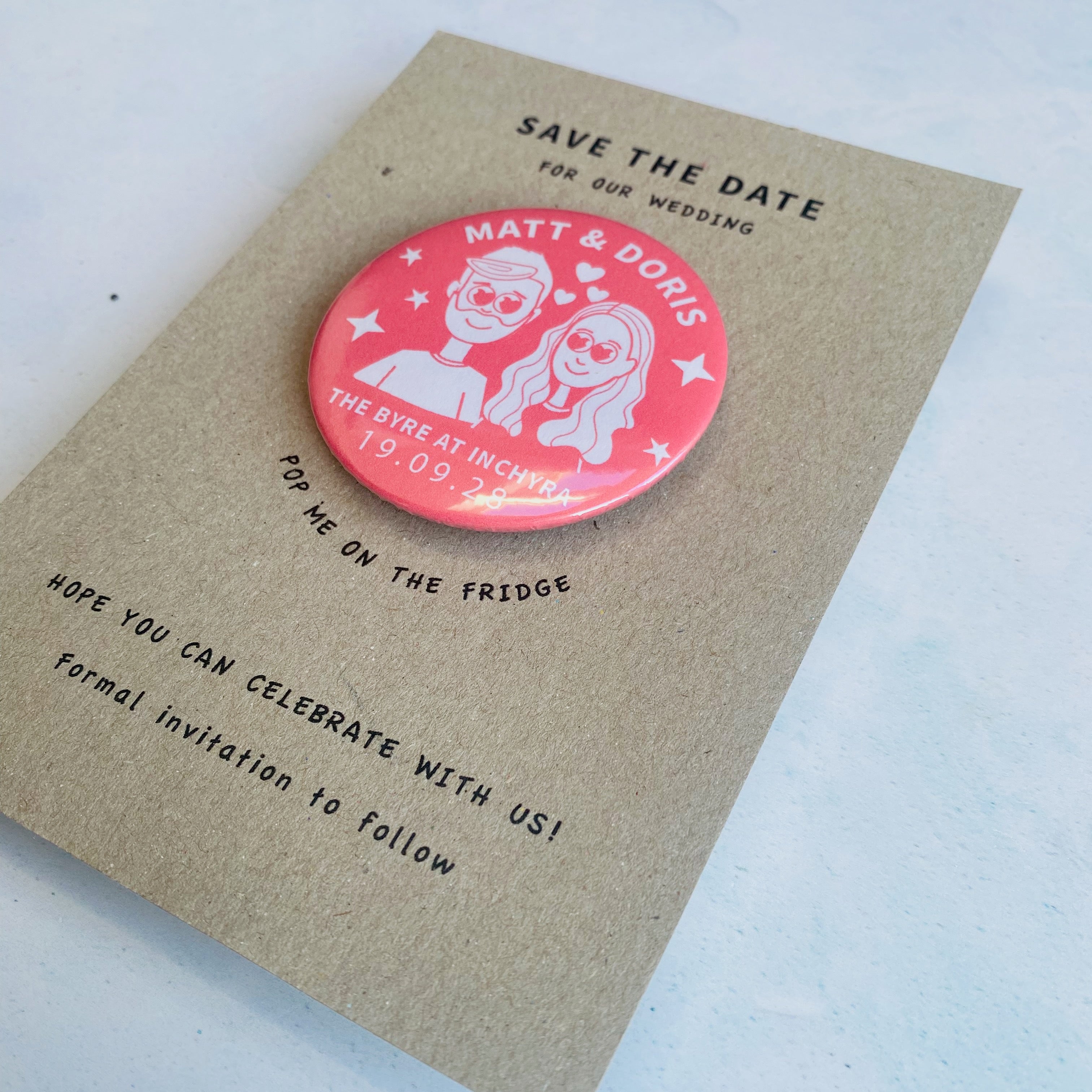 Cartoon Heart Eyes Save The Date Wedding Magnet