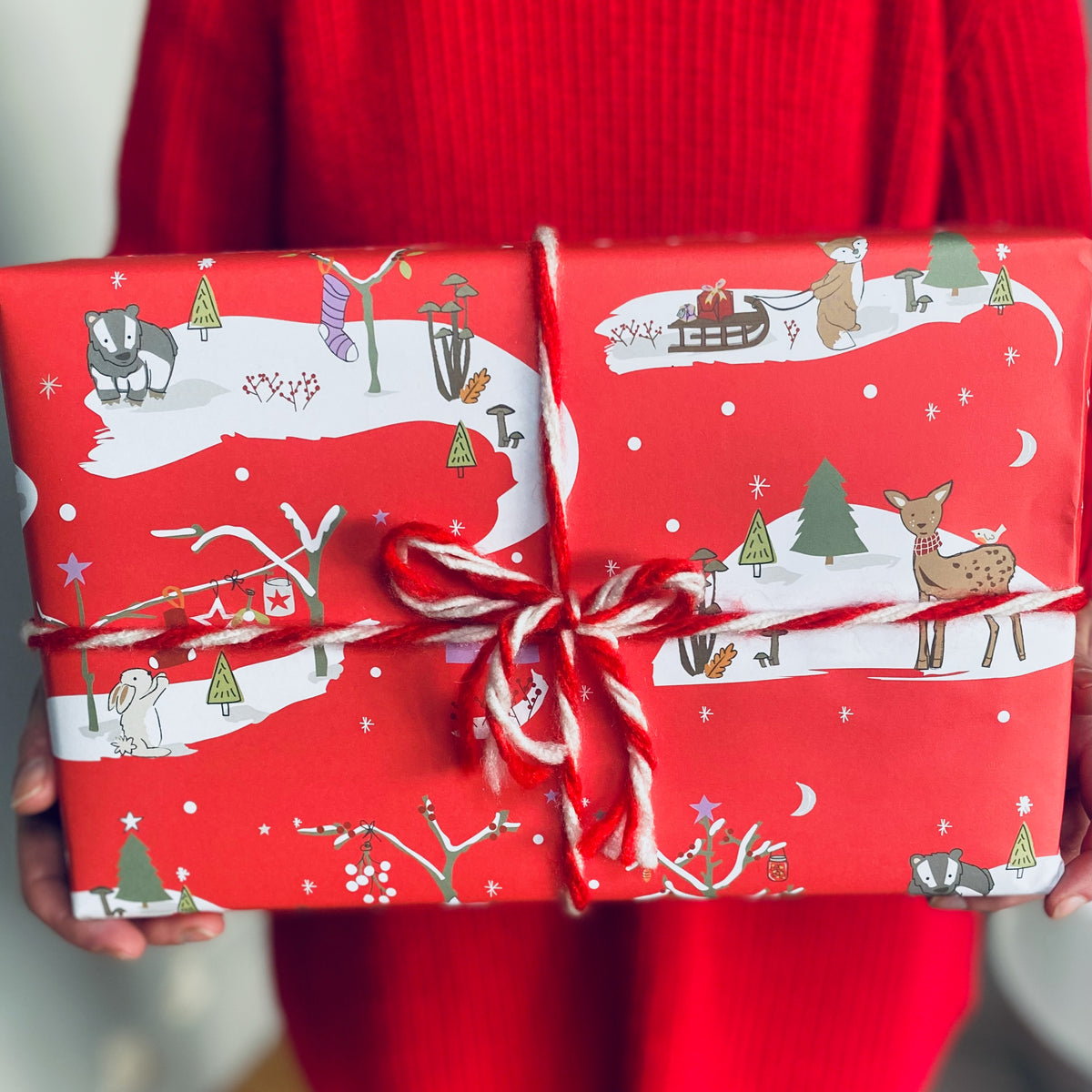 Vintage Style Woodland Christmas Trail Wrapping Paper