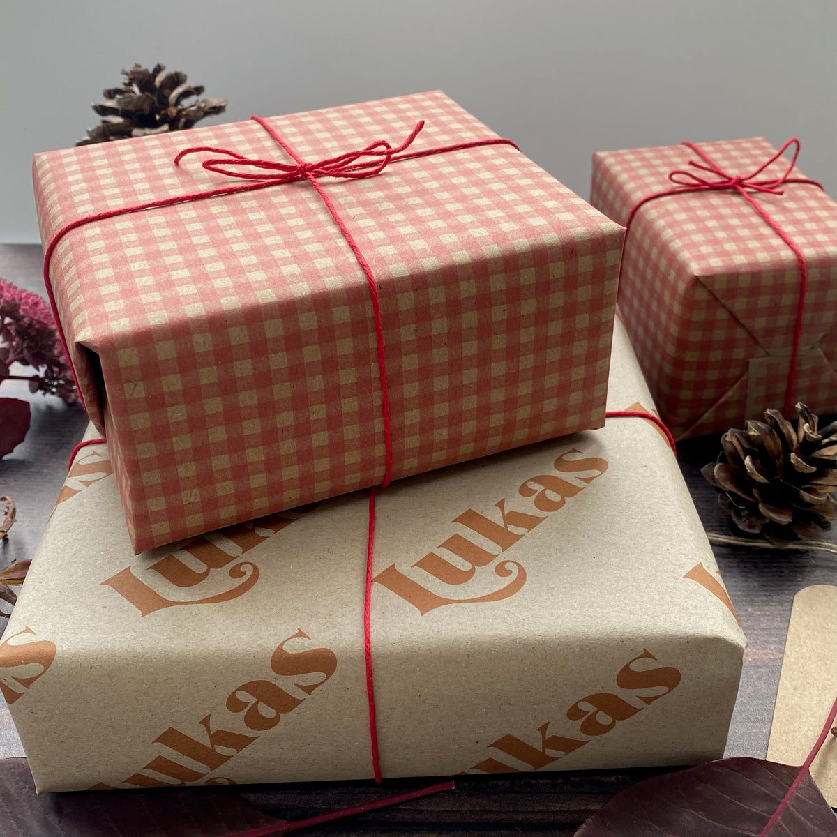 Retro Christmas Personalised Name Wrapping Paper Set