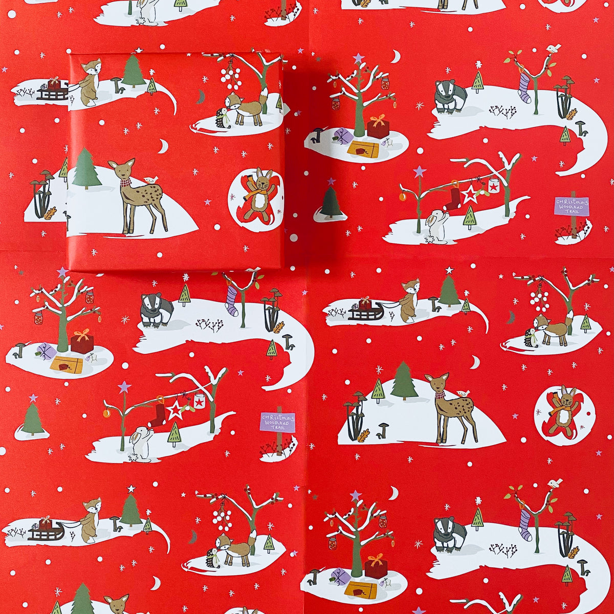 Vintage Style Woodland Christmas Trail Wrapping Paper