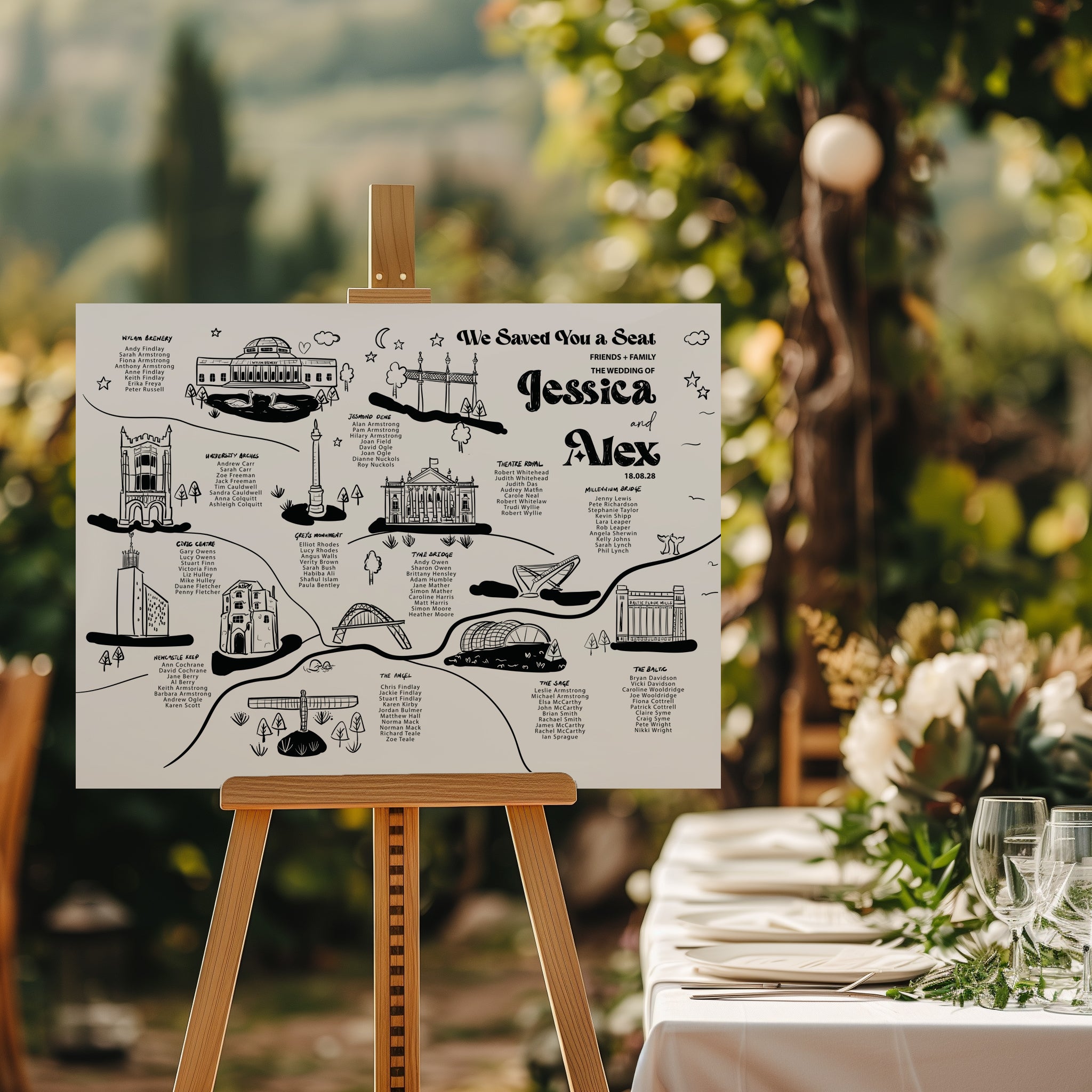 Bespoke Illustrated Wedding Table Plan
