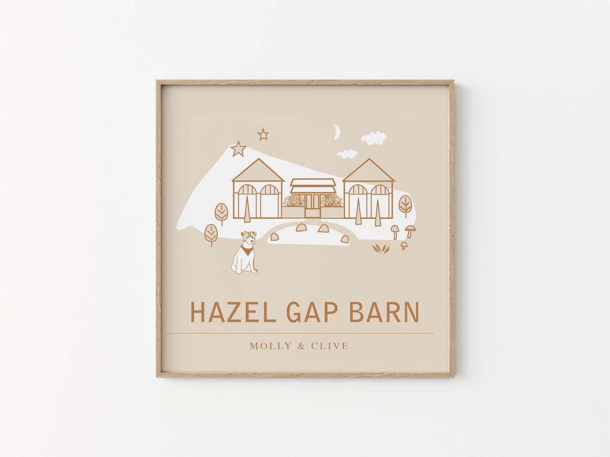 Personalised Wedding Venue Illustration Coloured