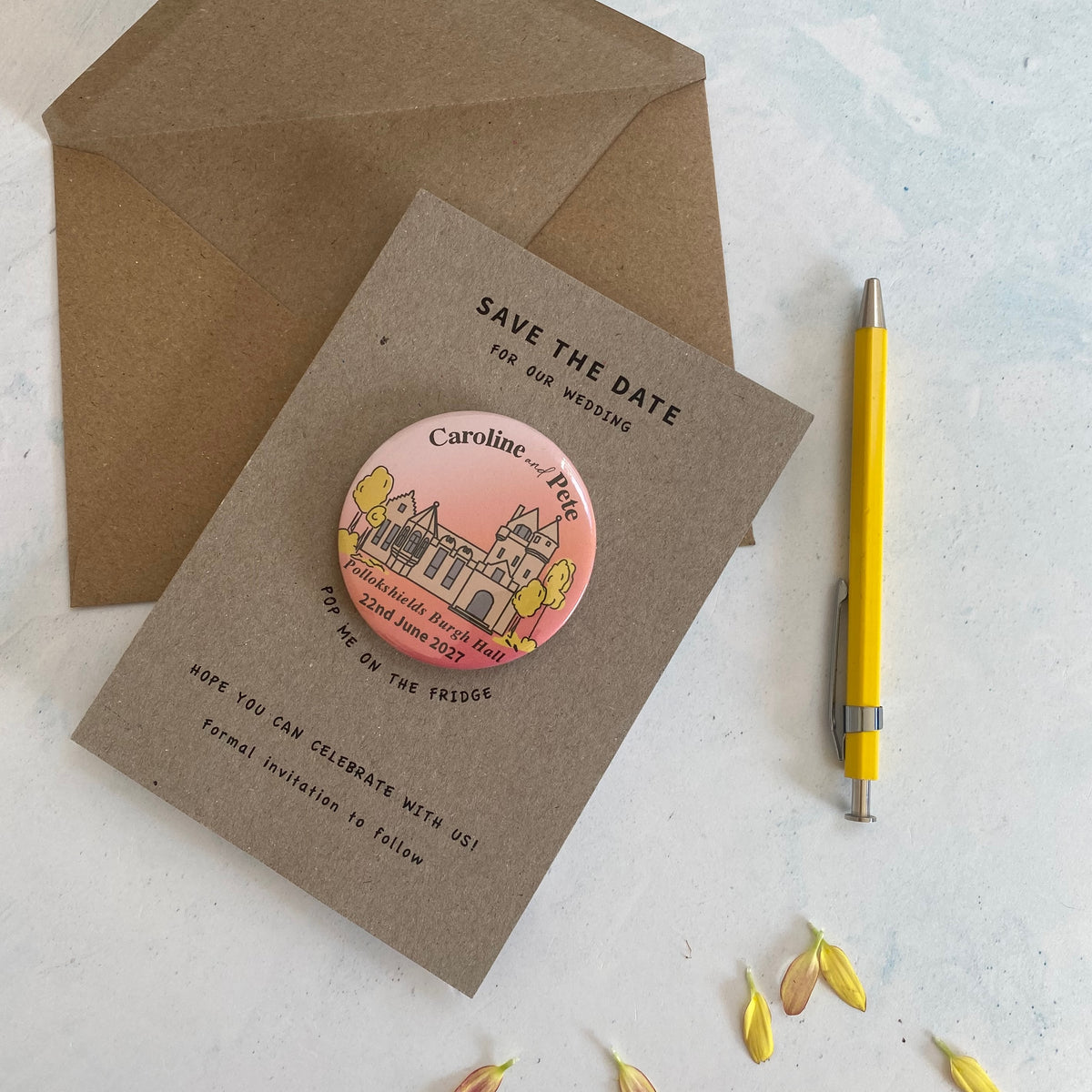 Venue Illustration Magnet Save the Date,  Ombre
