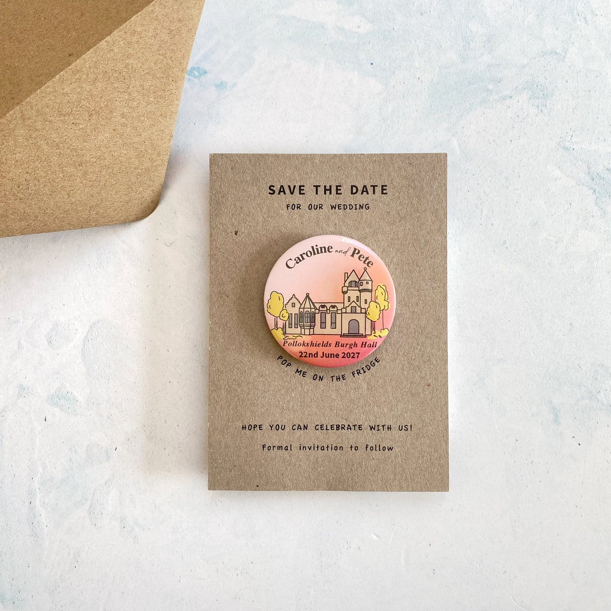 Venue Illustration Magnet Save the Date,  Ombre