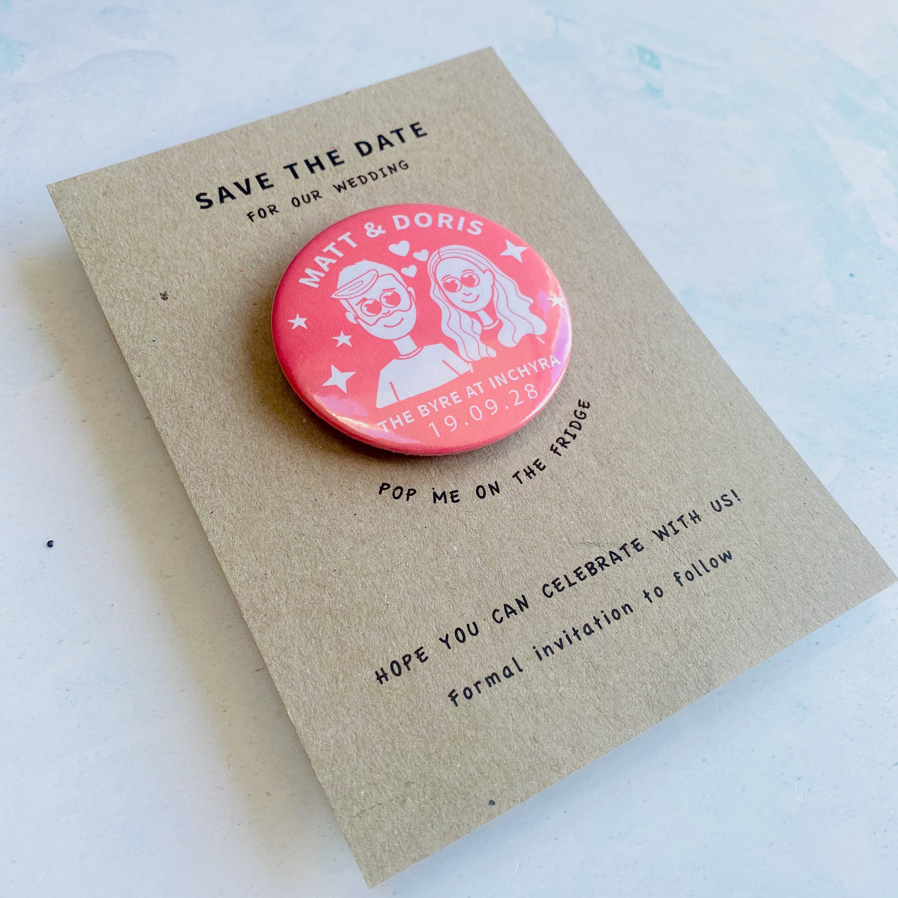 Cartoon Heart Eyes Save The Date Wedding Magnet