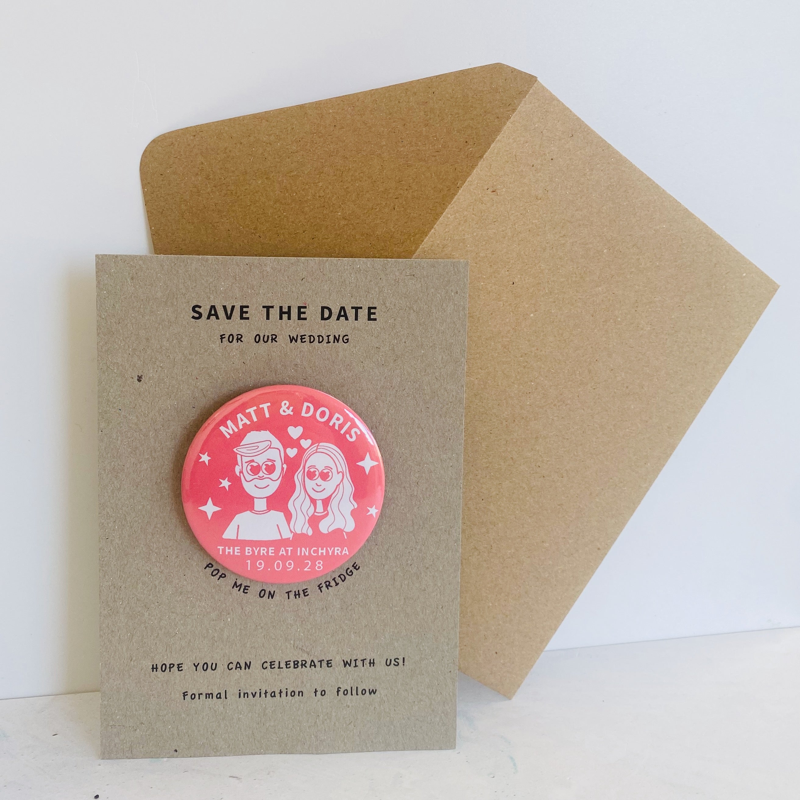 Cartoon Heart Eyes Save The Date Wedding Magnet