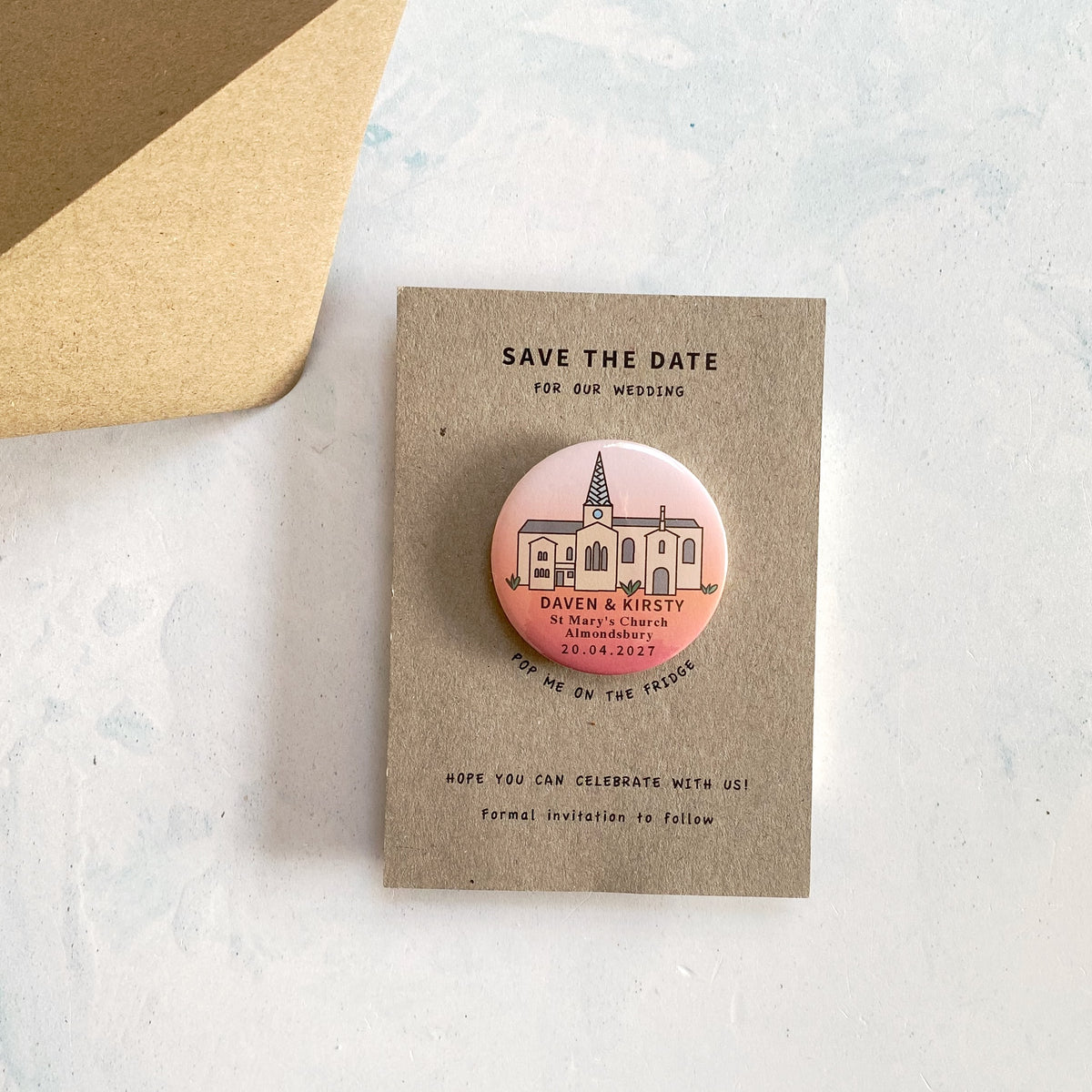 Venue Illustration Magnet Save the Date,  Ombre
