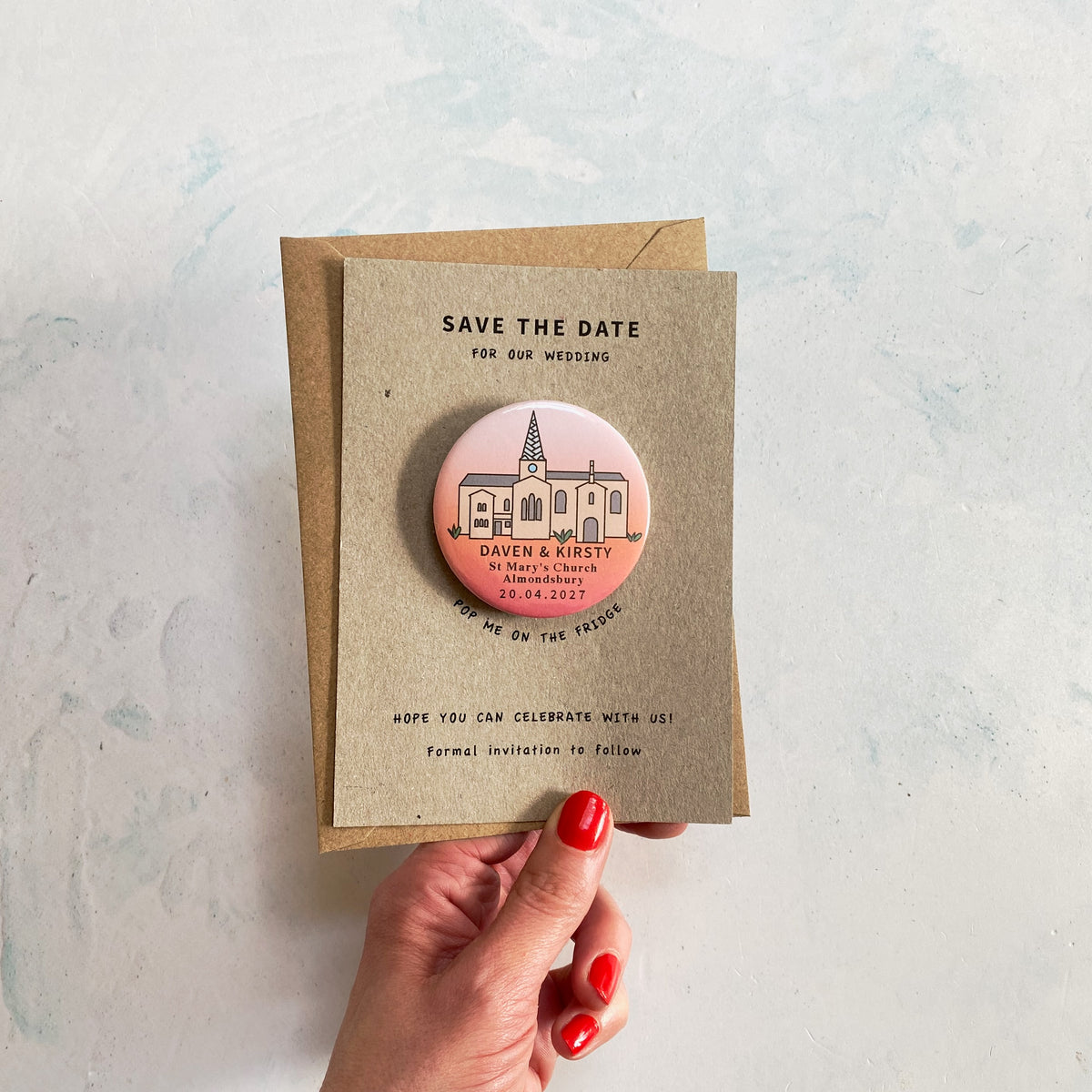 Venue Illustration Magnet Save the Date,  Ombre