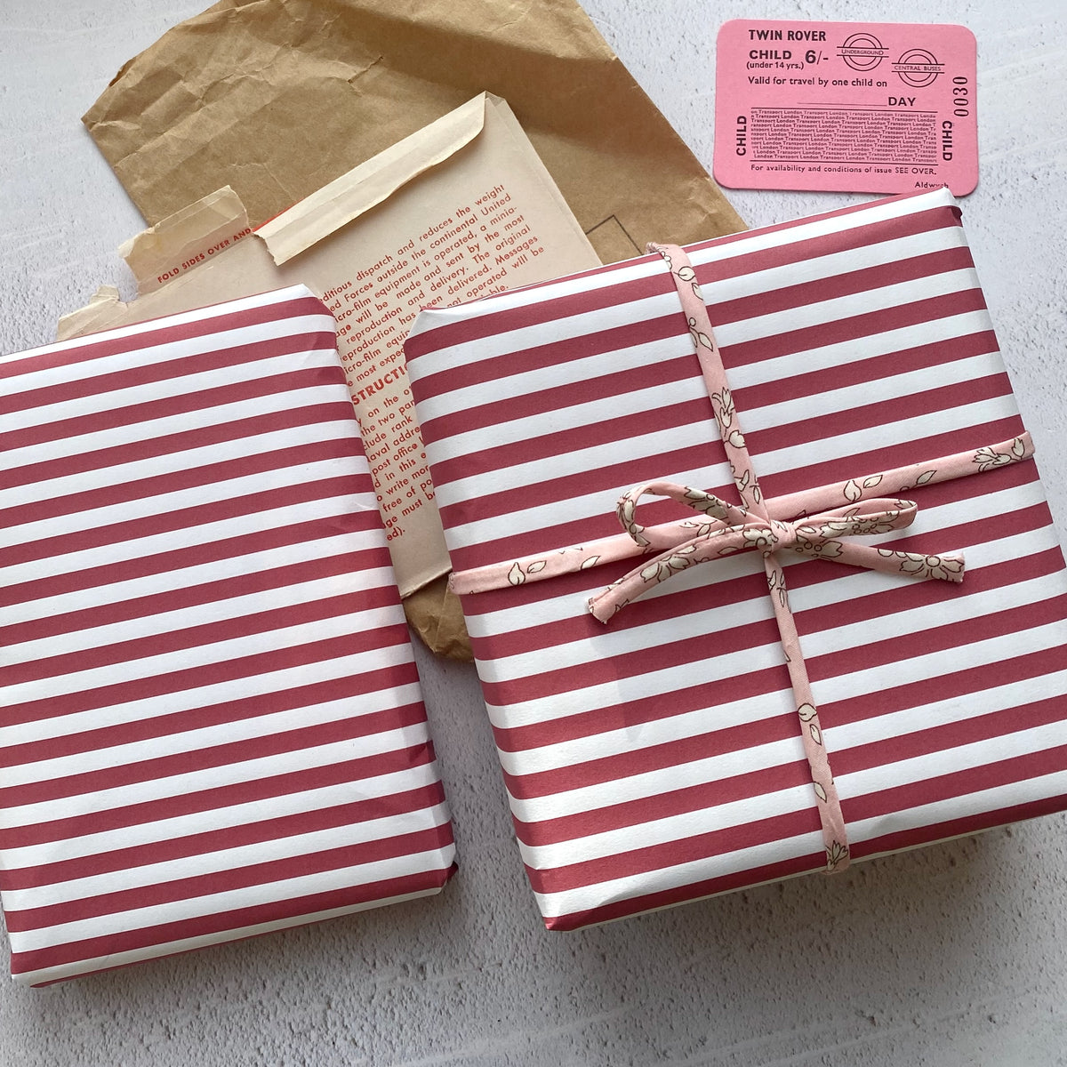 Dark Red/Burgundy Wide Stripe Paper Fibre 45 x 320mm Size Wrapping/Patterned Paper Sheet