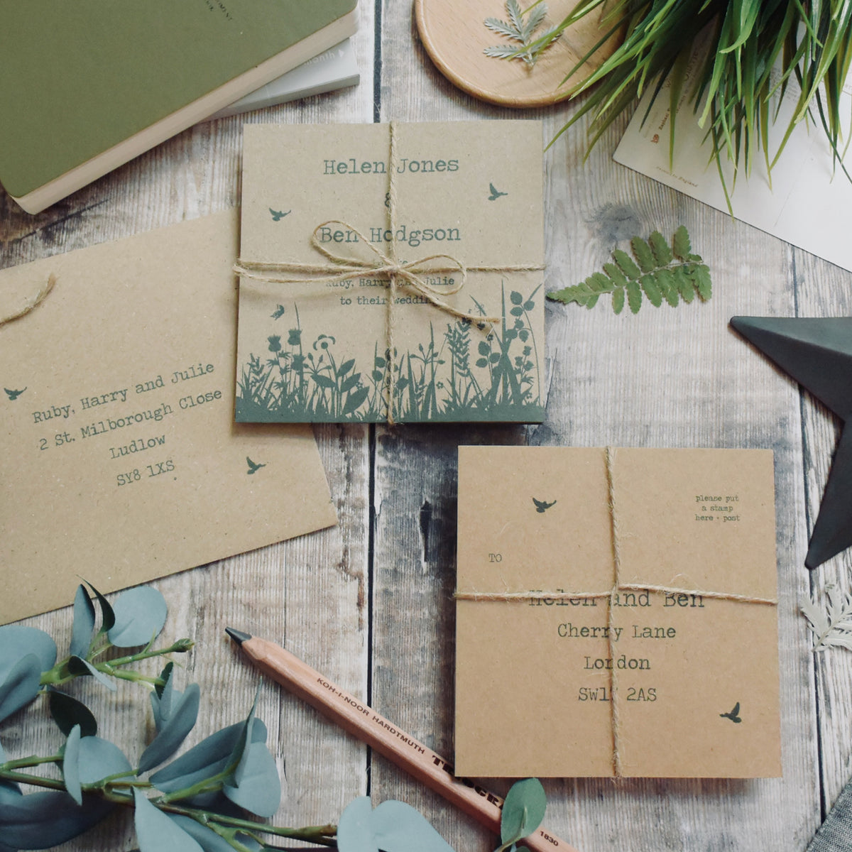 Wildflower Tri Fold Recycled Folded Wedding Invitation