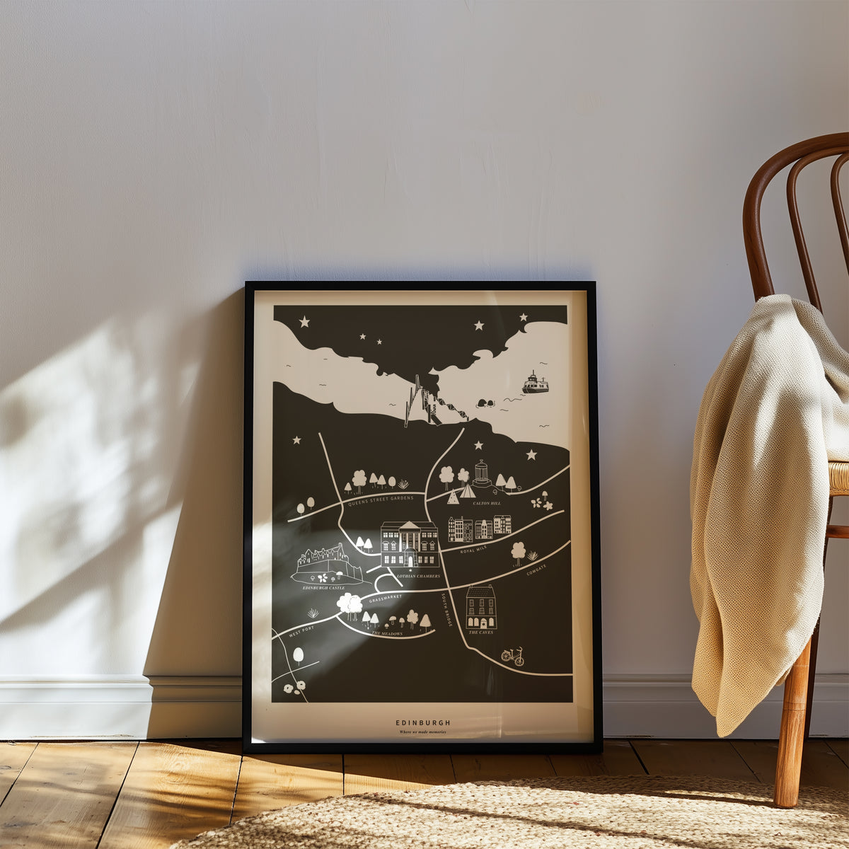 Edinburgh Travel Illustrated Poster Personalised