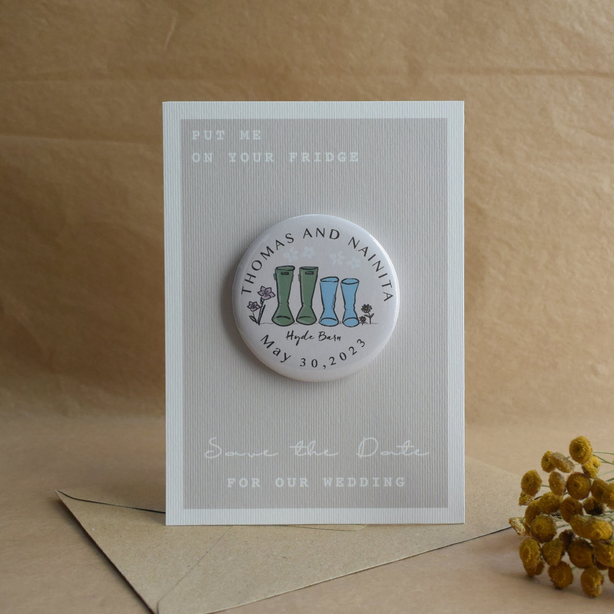 Wellie and Wildflower Magnet Save The Date