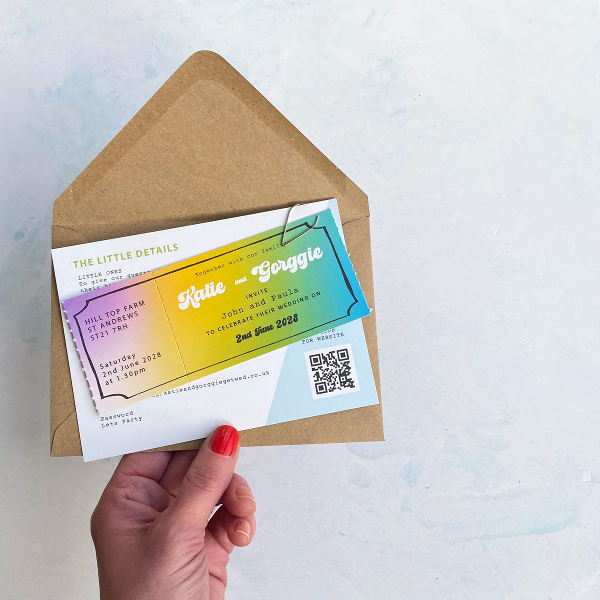 Festival Ticket Wedding Invitation - Green