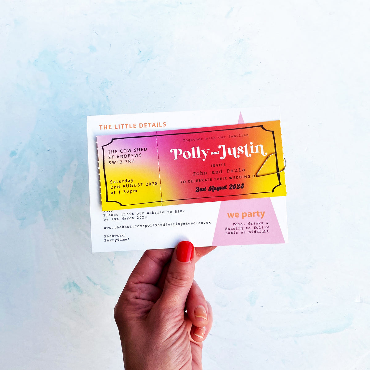 Festival Ticket Wedding Invitation - Retro
