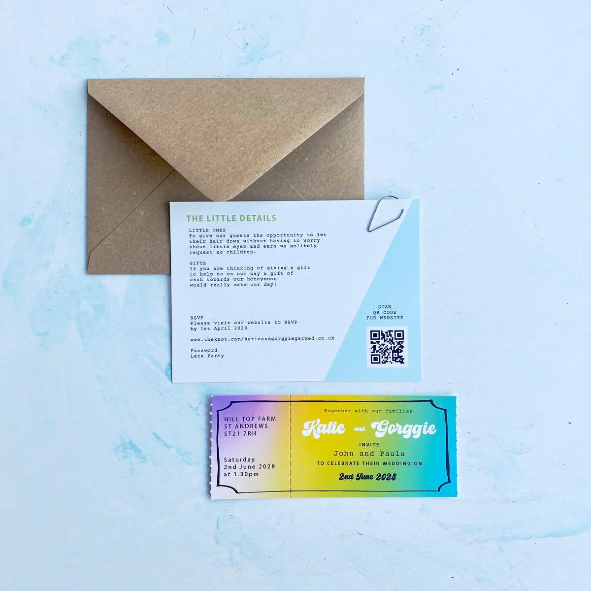 Festival Ticket Wedding Invitation - Green