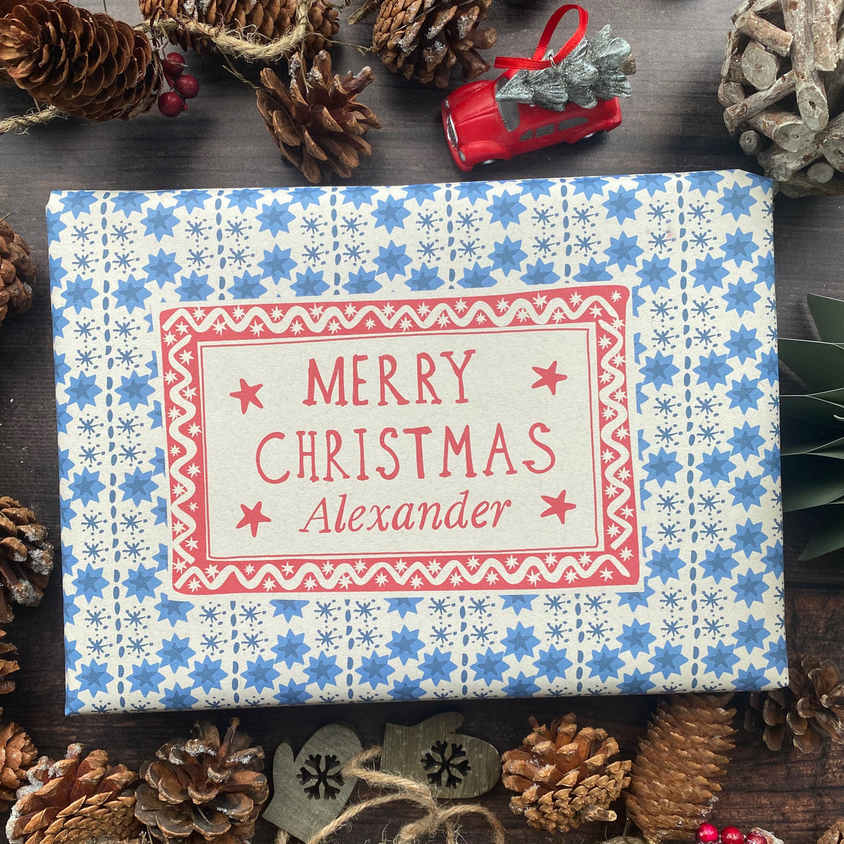 Christmas Personalised Name Paper Fibre Eco-Natural Kraft Wrapping Paper