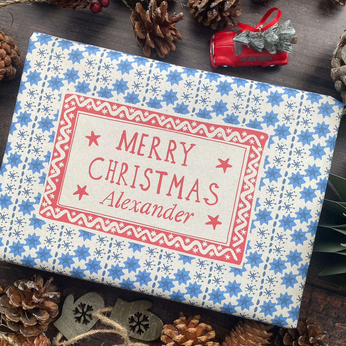 Christmas Personalised Name Paper Fibre Eco-Natural Kraft Wrapping Paper
