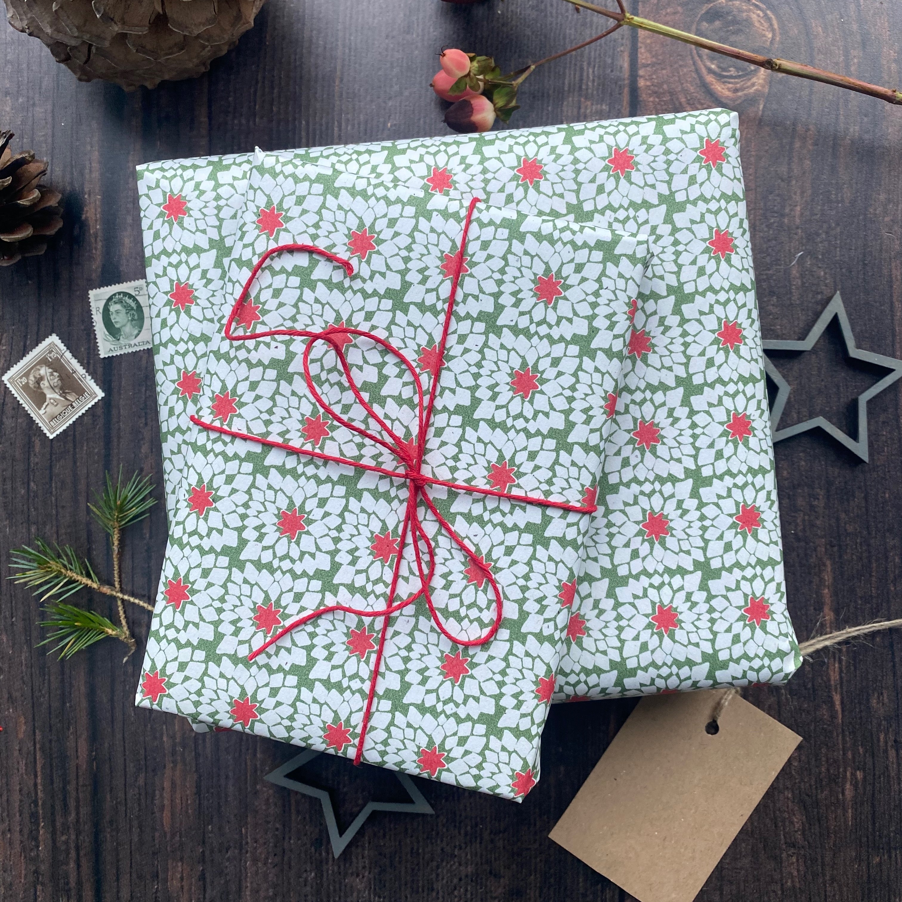 Patchwork Star Paper Fibre Wrapping Paper Set